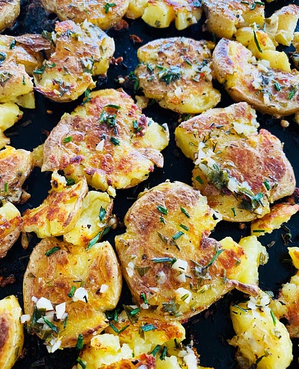 Blackstone Lemon Herb Smashed Potatoes