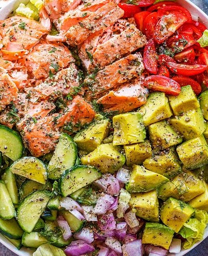 Salmon Salad with Avocado, Tomato, and Cucumber