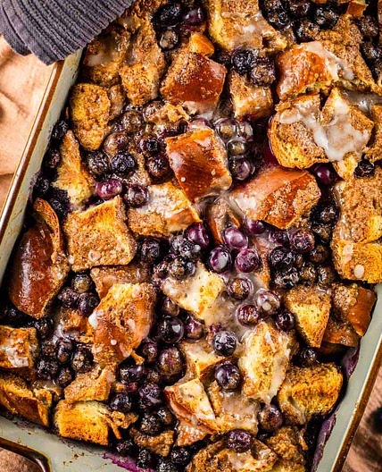 Overnight Baked Blueberry French Toast Casserole
