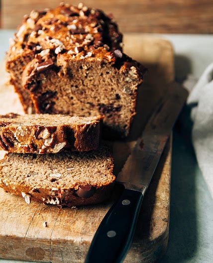 Vegan Spelt Banana Bread with Pecans and Chocolate Chunks