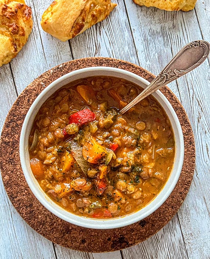 French Green Lentils Soup - Instant Pot