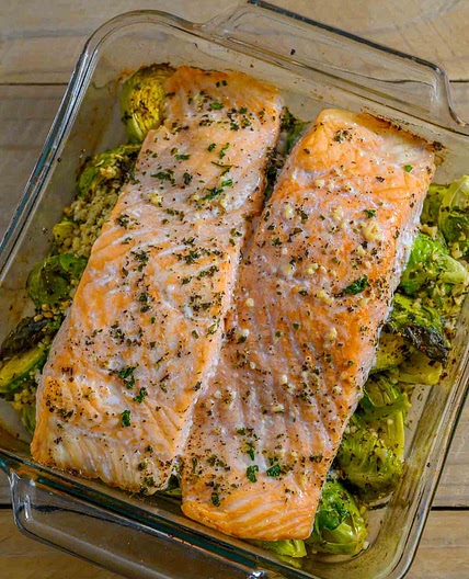 Baked Salmon and Brussels Sprouts Recipe