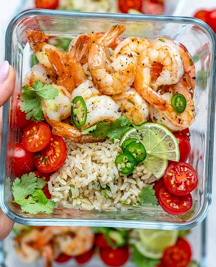 Garlic Shrimp Meal Prep Bowl With Cilantro Lime Rice