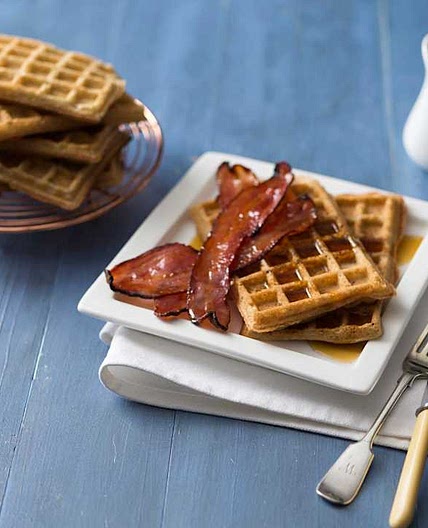 Gluten free waffles with maple bacon