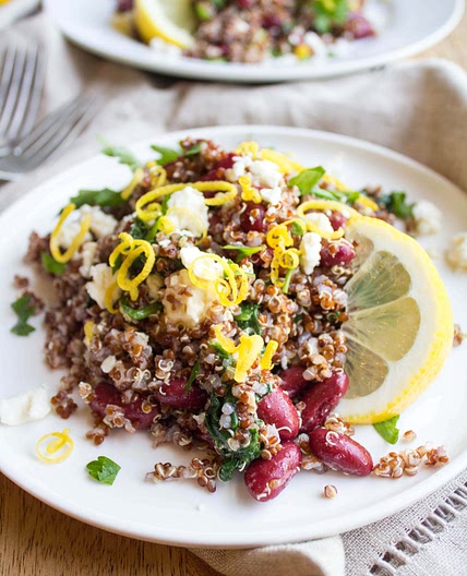 Lemony Spinach Quinoa Bean Salad