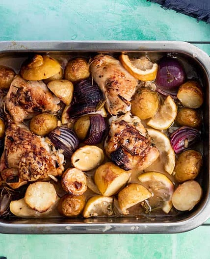 Lemon Chicken Tray Bake With Potatoes - Easy Dinner Recipe