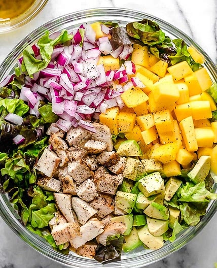 Grilled Chicken Avocado and Mango Salad