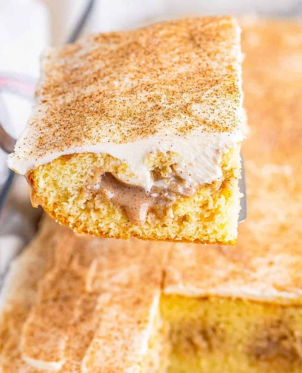 Cinnamon Roll Poke Cake