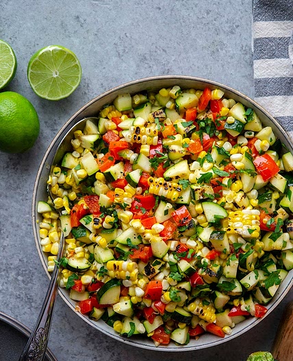 Charred Zucchini Mexican Sweet Corn Salad