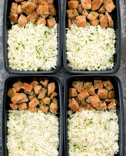 Honey Garlic Butter Chicken with Cauliflower Rice Meal Prep