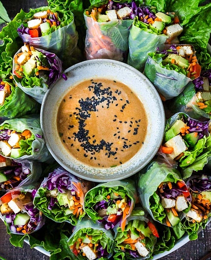 Fresh Spring Rolls with Peanut Dipping Sauce