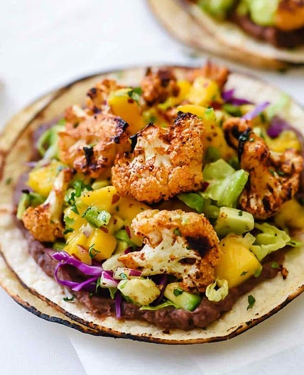 Sriracha and Lime Roasted Cauliflower Tostadas