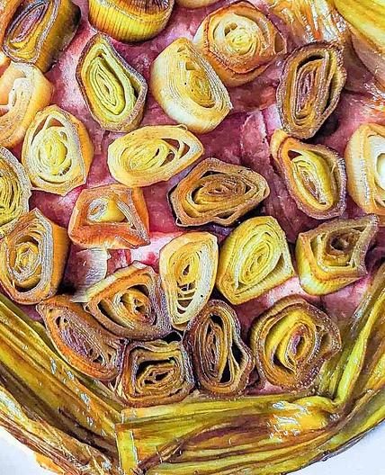 Leek Tarte Tatin with Ham & Cheese