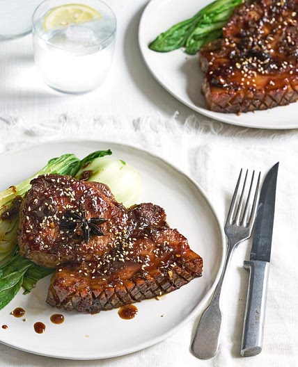Soy-glazed pork chops