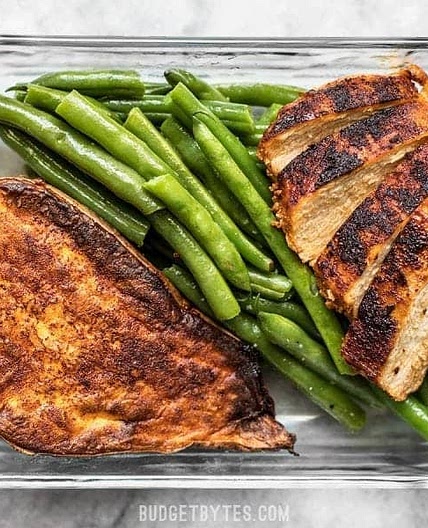 Smoky Chicken and Cinnamon Roasted Sweet Potato Meal Prep