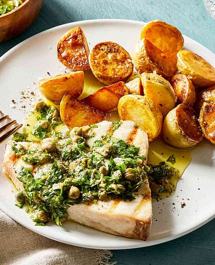 Tuna Steaks with Lemon Caper Sauce