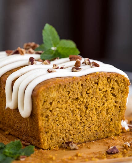 Pumpkin Loaf with Cream Cheese Glaze