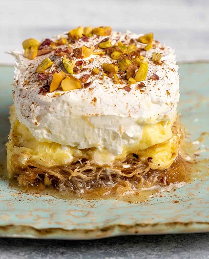 Greek Ekmek Kataifi recipe (Custard and whipped cream pastry with syrup)