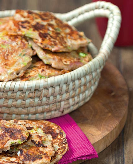 Cheddar and leek pancakes