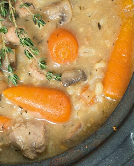 Pork, barley and carrot casserole
