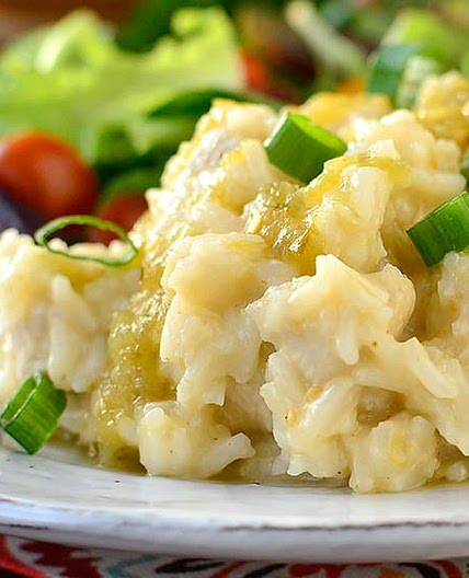 Cheesy Salsa Verde Chicken and Rice
