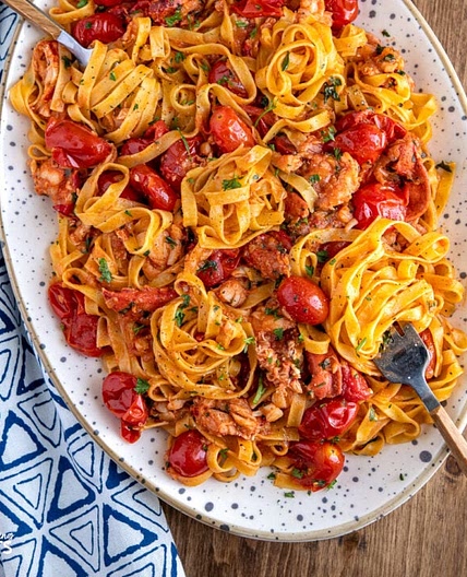 Buttery Lobster Pasta with Fresh Grape Tomatoes