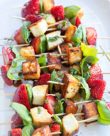 Strawberry and Halloumi Skewers Recipe