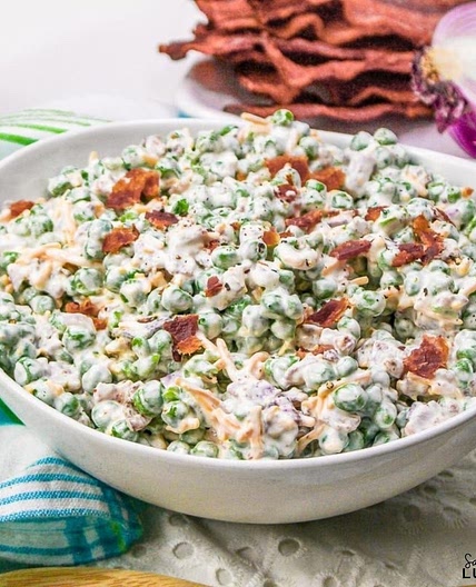 Creamy Green Pea Salad with Bacon Recipe