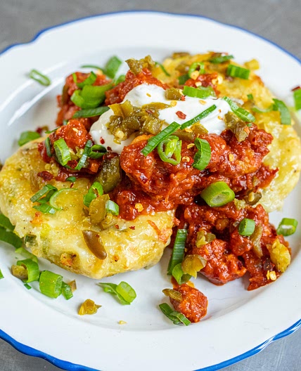 Smoky Sausage Ragù with Cheesy Spuds