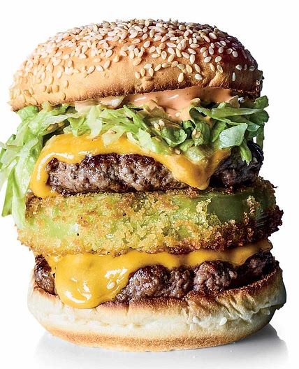 Fried Green Tomato Double Cheeseburgers