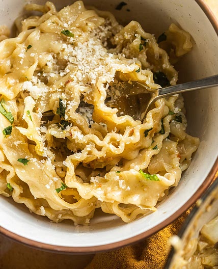 Mafaldine Pasta with Caramelized Cabbage