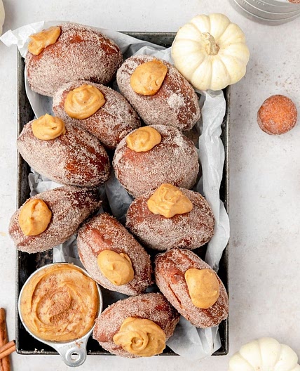 Pumpkin Spice Cream Filled Donuts