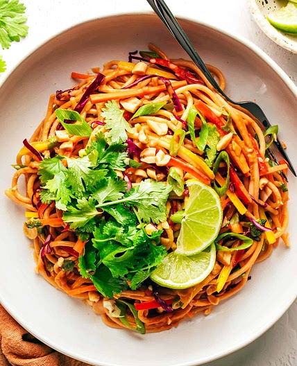 Rainbow Peanut Noodles