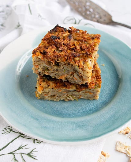 Savory Matzo Farfel Kugel