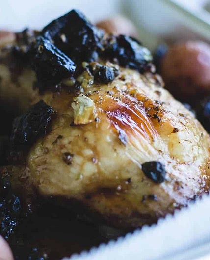Olive Chicken with Prunes and Capers for One