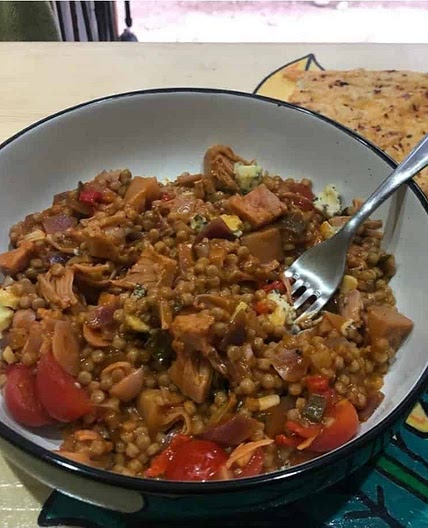 Jackfruit with spicy tomato couscous