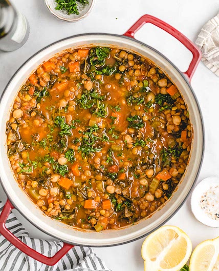 Vegetarian Lentil and Chickpea Soup