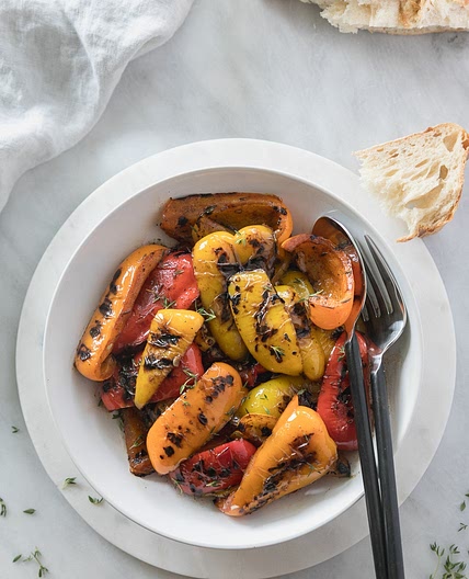 Balsamic Thyme Grilled Peppers