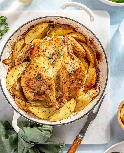 Whole Roasted Greek Chicken and Potatoes