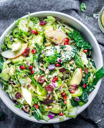 Shaved Brussels Sprout Salad with Kale and Apples