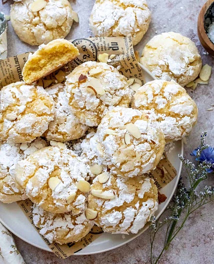 Almond Lemon Crinkle Cookies