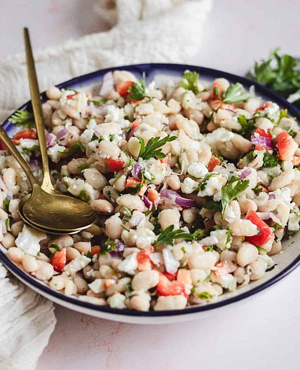 Mediterranean white bean salad with feta