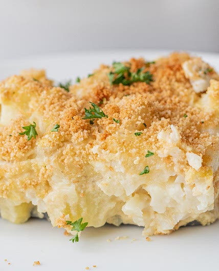 Vegan Cheesy Cauliflower Potato Casserole