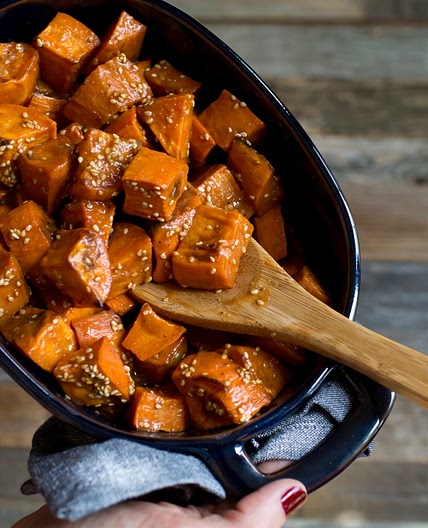 Miso Glazed Sweet Potatoes