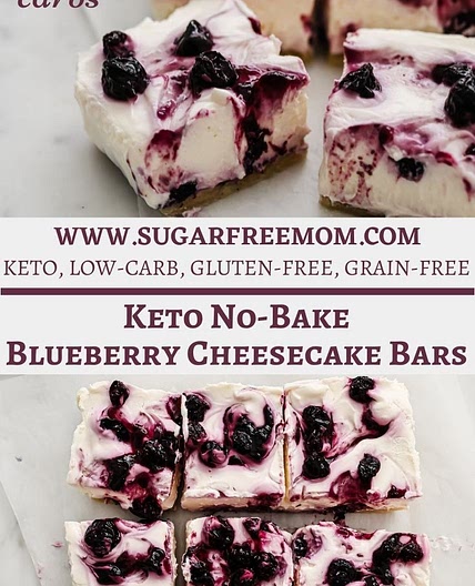 Keto No-Bake Blueberry Cheesecake Bars