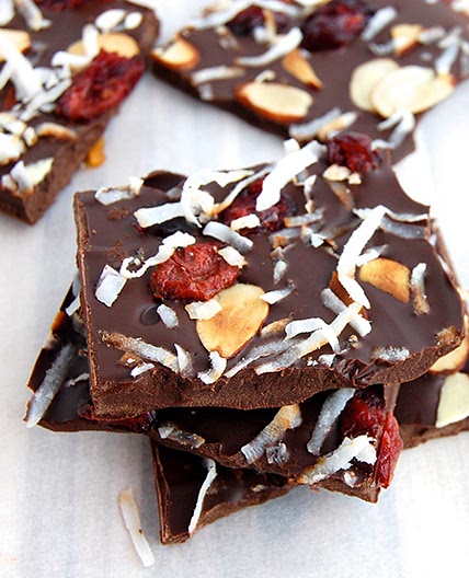 Dark Chocolate Bark with Nuts & Tangy Fruit