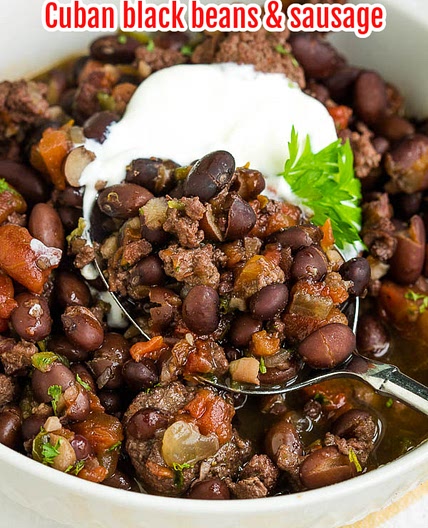 CUBAN BLACK BEANS AND SAUSAGE