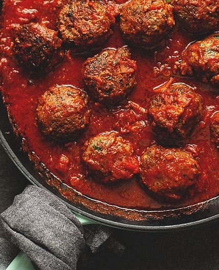Keto Meatballs with Bacon Tomato Sauce
