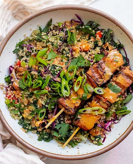 Chopped Kale Salad with Sweet Chili Almond Dressing