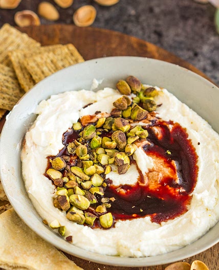 Whipped Feta Pistachio and Date Syrup Dip